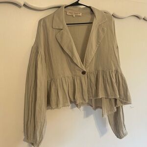 Free People Top - Lyra Beige Tiered Ruffle Jacket